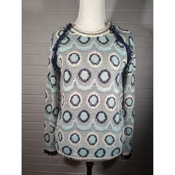 Maria Filo Women's Blue and Beige Knit Sweater Size M - Picture 1 of 7